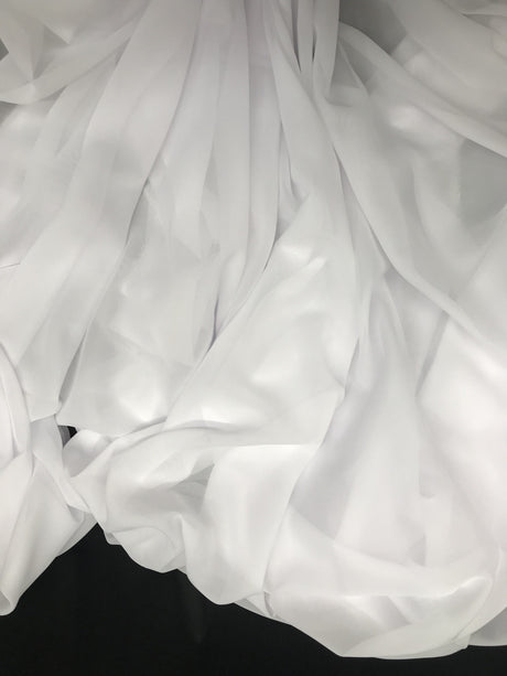 White Chiffon Polyester Fabric - White Sheer, 59"-60" Width (1 Yard)