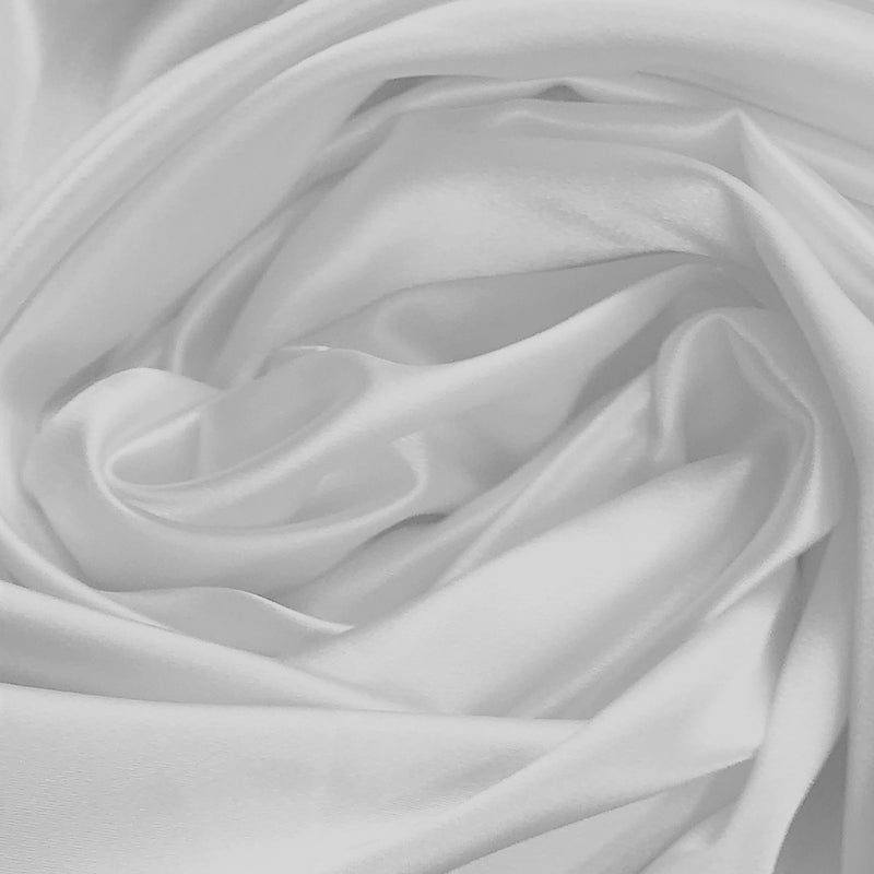 White Stretch Charmeuse Fabric - White, 59" Width (1 Yard)