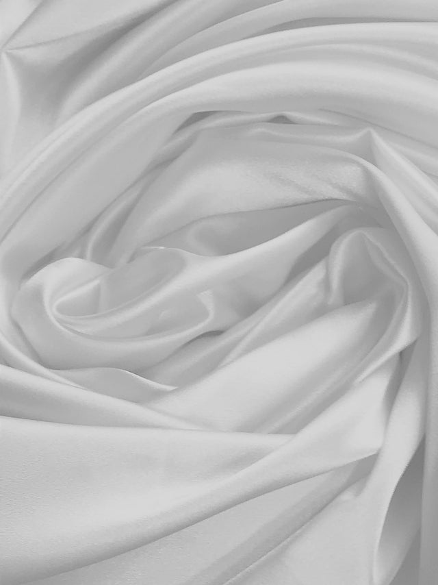 White Stretch Charmeuse Fabric - White, 59" Width (1 Yard)