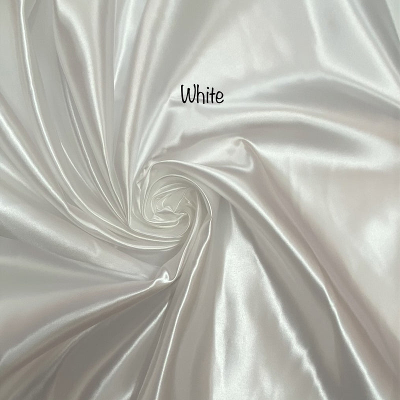 White Bridal Satin Polyester Fabric - White, 58"-60" Width (1 Yard)
