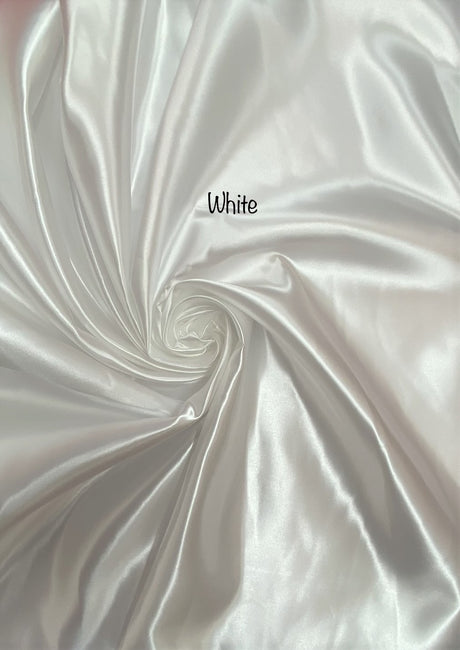 White Bridal Satin Polyester Fabric - White, 58"-60" Width (1 Yard)