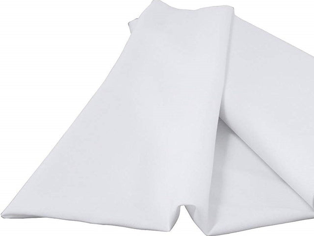 White 58" Wide 100% Premium Woven Polyester Poplin Fabric - White Solid, 58" Width (1 Yard)
