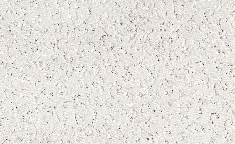 Crystal Organza With Floral Glitter (PK535) Polyester Fabric - White And Metallic Floral Glitter, 58/60" Width