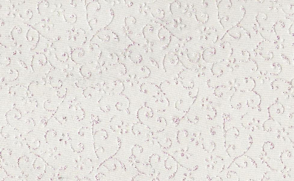 Crystal Organza With Floral Glitter (PK535) Polyester Fabric - White And Metallic Floral Glitter, 58/60" Width