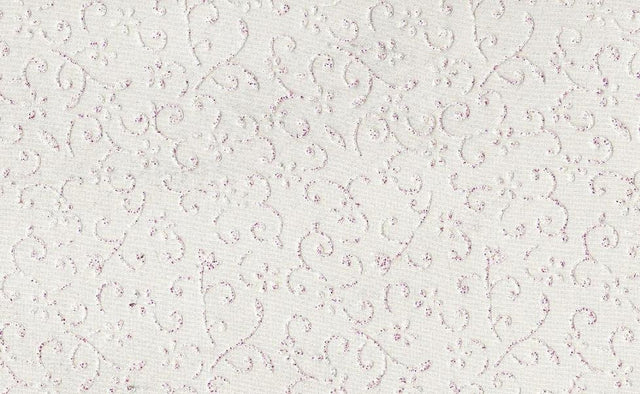 Crystal Organza With Floral Glitter (PK535) Polyester Fabric - White And Metallic Floral Glitter, 58/60" Width