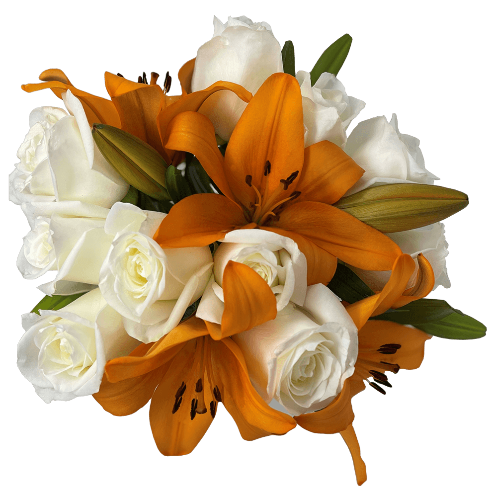 Classic Rose & Lily Fresh Flower Bouquet Elegant Gift Arrangement