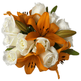 Classic Rose & Lily Fresh Flower Bouquet Elegant Gift Arrangement