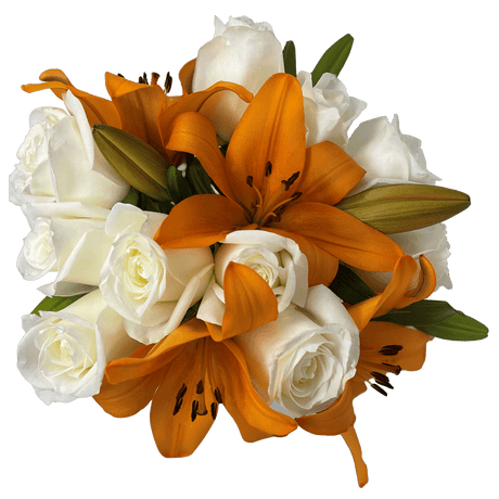Classic Rose & Lily Fresh Flower Bouquet Elegant Gift Arrangement