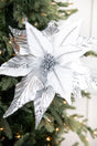 31” x 17" Silver & White Sequin Glitter Poinsettia