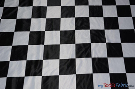 White Black 5.5 Inch Checkered Racing Polyester Fabric - White Black Large Checkered Print, 58/60" Width (1 Yard)