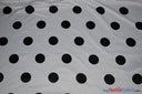 White Black Polka Dot Polyester Satin Fabric - Polka Dot Print, 58/60" Width (1 Yard)