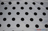 White Black Polka Dot Polyester Satin Fabric - Polka Dot Print, 58/60" Width (1 Yard)