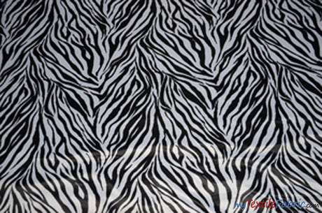 Black White Zebra Satin Fabric - Black White Zebra Print, 58/60" Width
