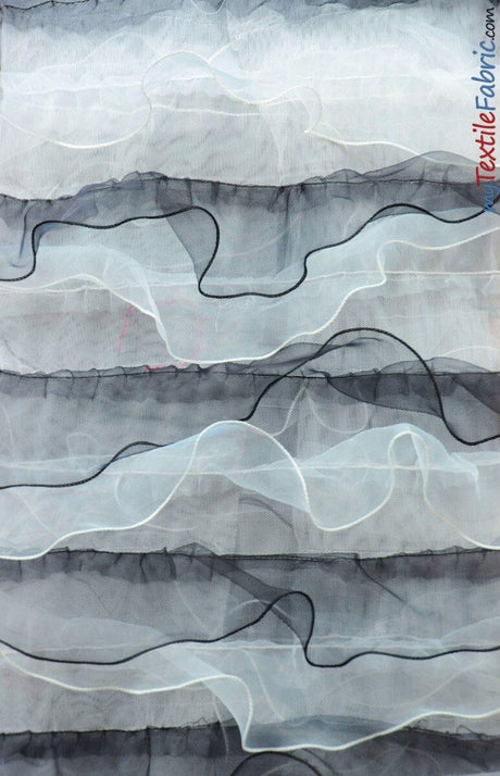 Organza Ruffled Mesh Polyester Fabric - Layered Ruffle Mesh, 57" Wide, Multiple Colors (1 Yard)