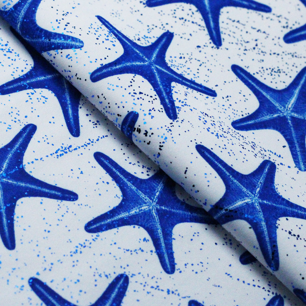 Sea Star Polyester Spandex Fabric - Multi-Color Sea Star Print, 58/60" Width (1 Yard)