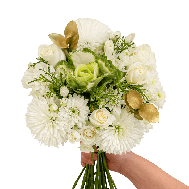 Golden Christmas Flower Bouquet Fresh Mixed Arrangement
