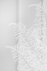 35" White Glitter Fern Spray