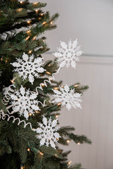 White Curly Snowflake Stem 25 Inch Christmas Tree Decoration