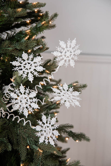 25” White Curly Snowflake Stem