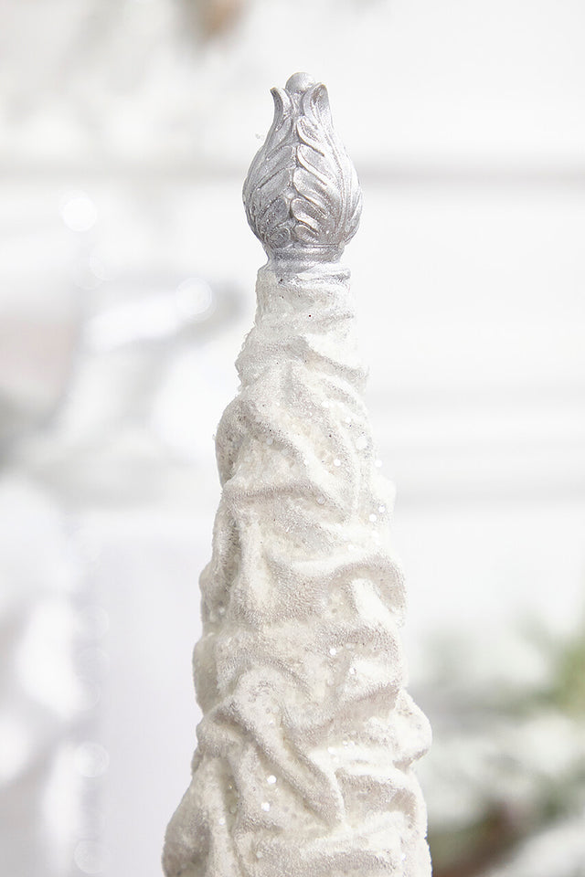 16" White Flocked Resin Tree