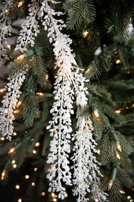 White Glitter Artemisia Garland 48 Inch Sequin Holiday Decoration