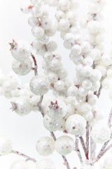 20" White Glitter Berry Spray