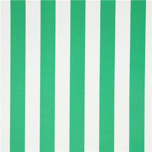 1″ One Inch Green and White Stripes Poly Cotton Fabric,
