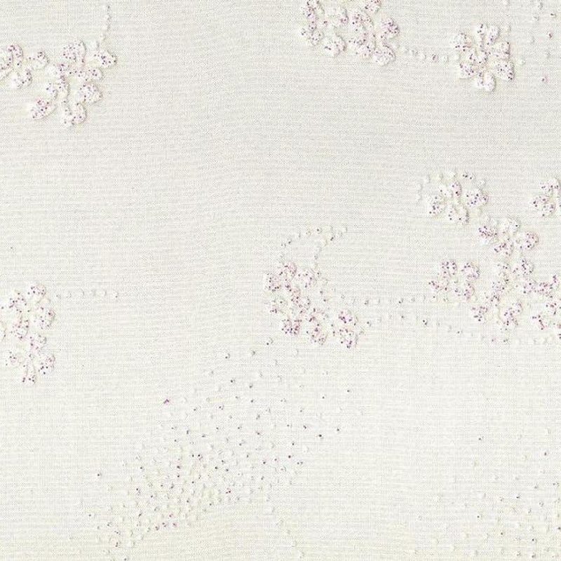 1 Yard Crystal Organza with Floral Glitter White Ground Fabric 58/60 Inches Wide