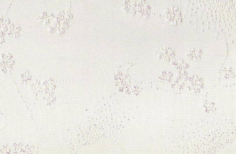 Crystal Organza Polyester Fabric - Floral Glitter, White Ground, 58/60" Width