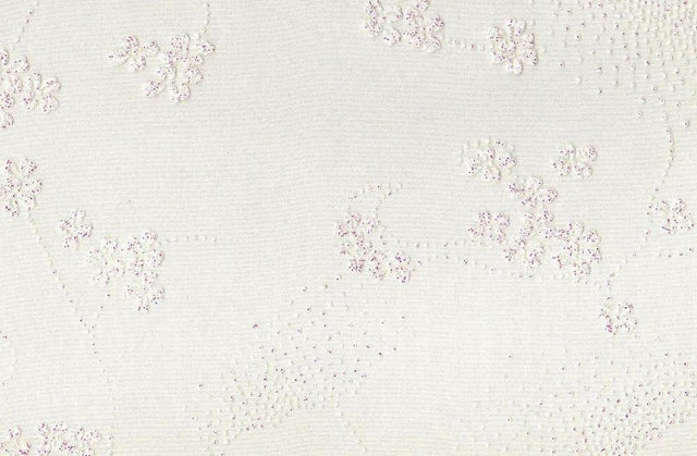 Crystal Organza Polyester Fabric - Floral Glitter, White Ground, 58/60" Width