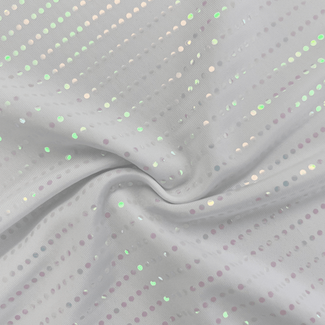 Waterfall On Polyester Spandex Fabric - Iridescent Sequin Dots, 56" Width (1 Yard)