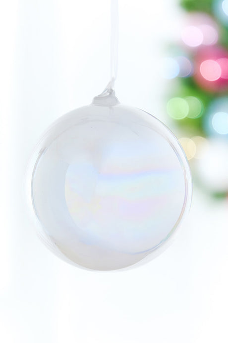 5" Iridescent White Glass Ball Ornament