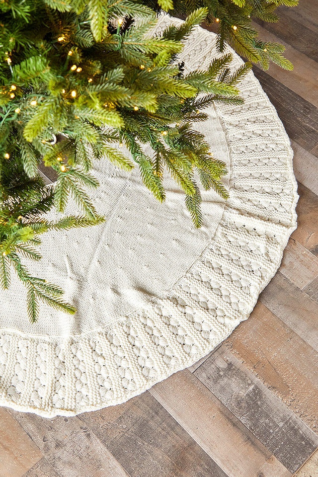 50 Inch Ivory Knitted Christmas Tree Skirt