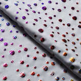 Champagne Printed Nylon Spandex Fabric - Hologram Galaxy Dots, Black Or White Multi Foil, 58-60" Width (1 Yard)