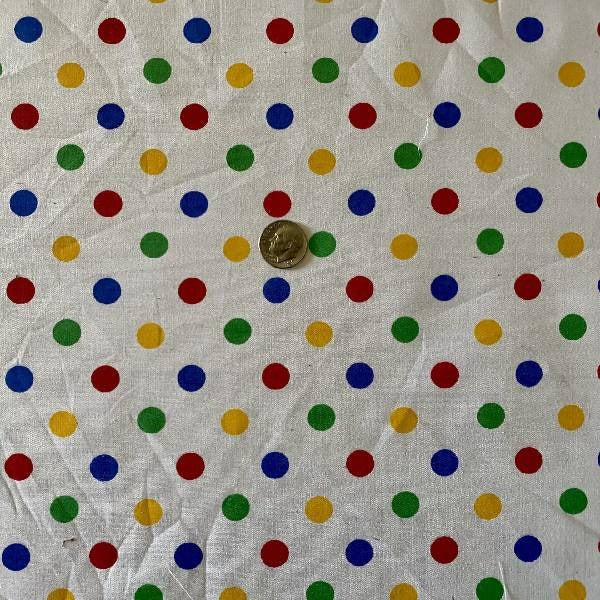 Small Polka Dot Poly Cotton Fabric - Multi-Color Polka Dots, 60" Width