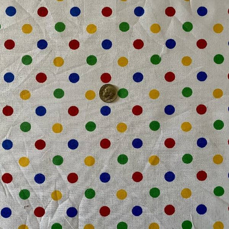 Small Polka Dot Poly Cotton Fabric - Multi-Color Polka Dots, 60" Width