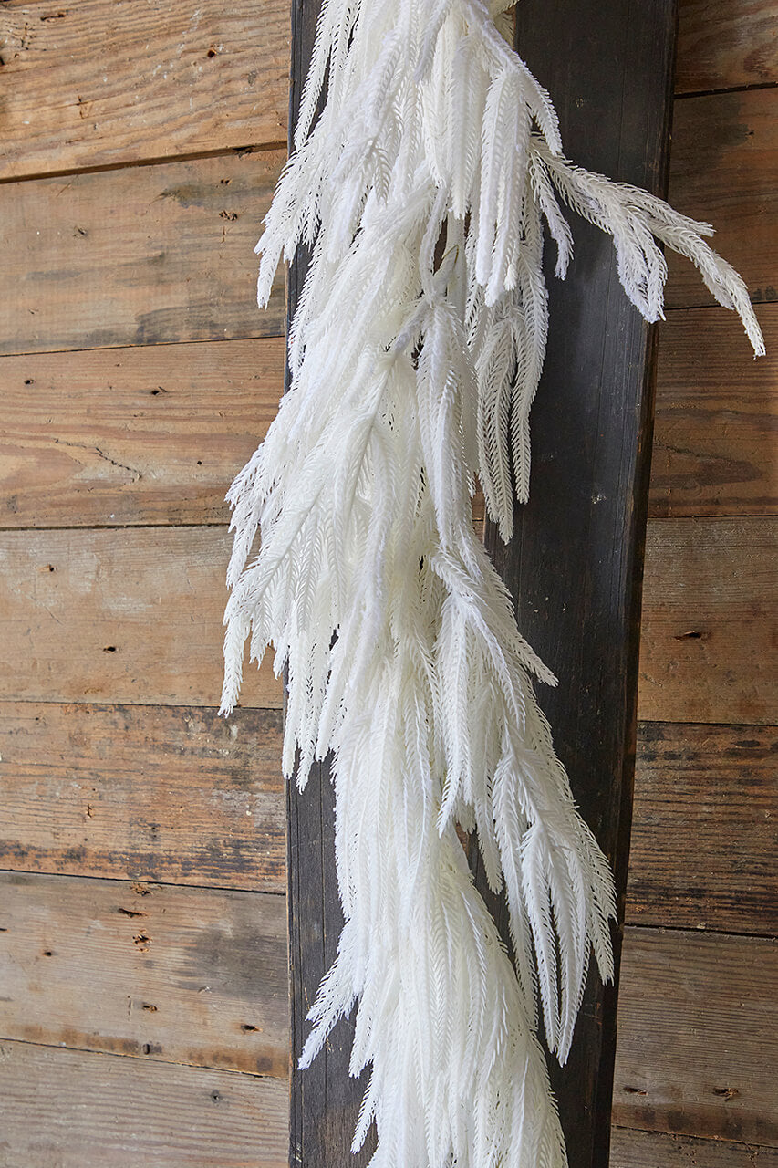 120” Real Touch Flocked White Norfolk Pine Garland