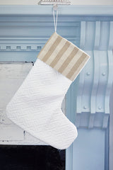 White Quilted Stocking with Stripes