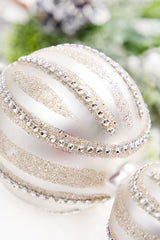 16" Pearl with Rhinestones Glass Finial Ornament