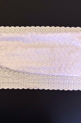 Heavy Eyelet White Polyester Cotton Fabric - White Floral Embroidery, 41"-42" Width