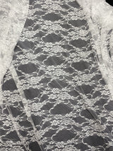 White 4-Way Floral Stretch Lace Fabric - Shimmery Floral Lace, White, 58/60" Width (1 Yard)