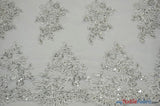Camilla Embroidery Polyester Fabric - Flower Embroidery With Sequins, Sheer Bridal Lace, 52" Width (1 Yard)
