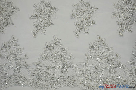 Camilla Embroidery Polyester Fabric - Flower Embroidery With Sequins, Sheer Bridal Lace, 52" Width (1 Yard)
