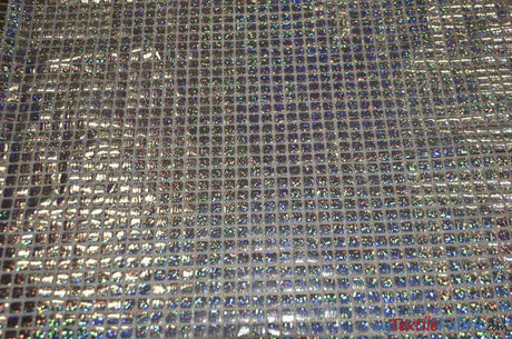 Hologram Quad Sequins Polyester Fabric - Holographic Square Sequins, 40" Width, 7 Colors (1 Yard)