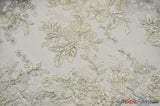 Edith Embroidery Fabric - Two Tone Floral Embroidery, Sheer Tulle, 52" Width, Multiple Colors (1 Yard)
