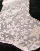 20 Inch White Snowflake Glitter Print on Sheer Organza Stocking
