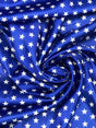 Star Satin Polyester Satin Fabric - Star Print, Royal Blue/Navy Blue, 58" Width (1 Yard)