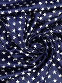 Star Satin Polyester Satin Fabric - Star Print, Royal Blue/Navy Blue, 58" Width (1 Yard)