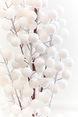 33" White Flocked Berry Spray
