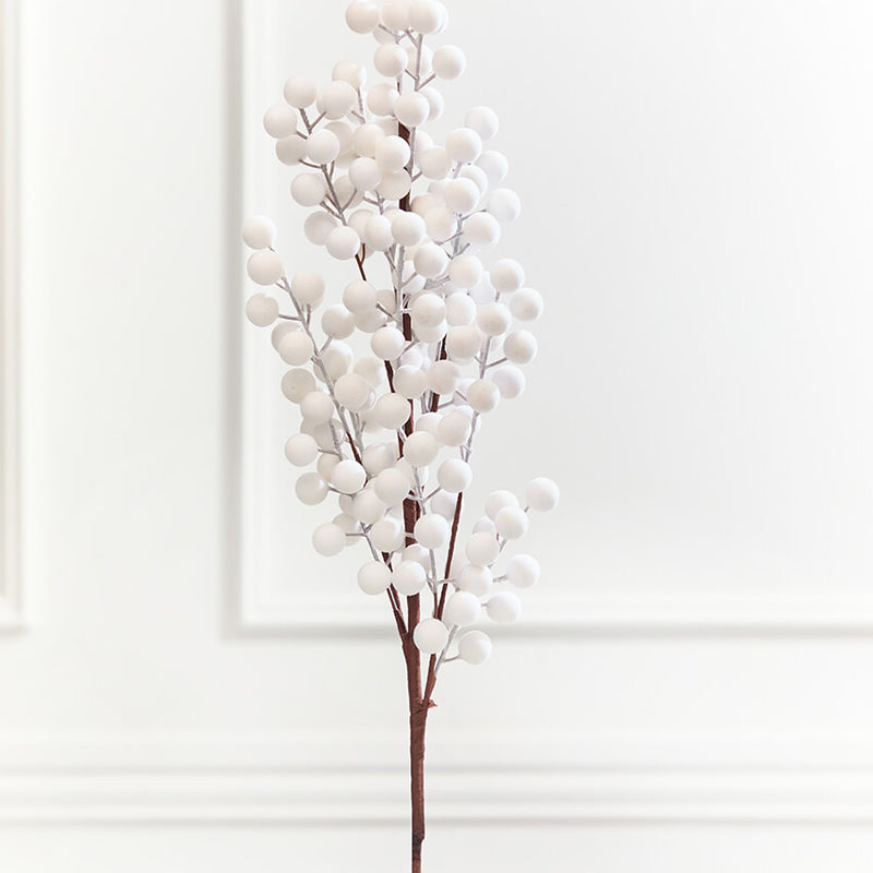 33" White Flocked Berry Spray